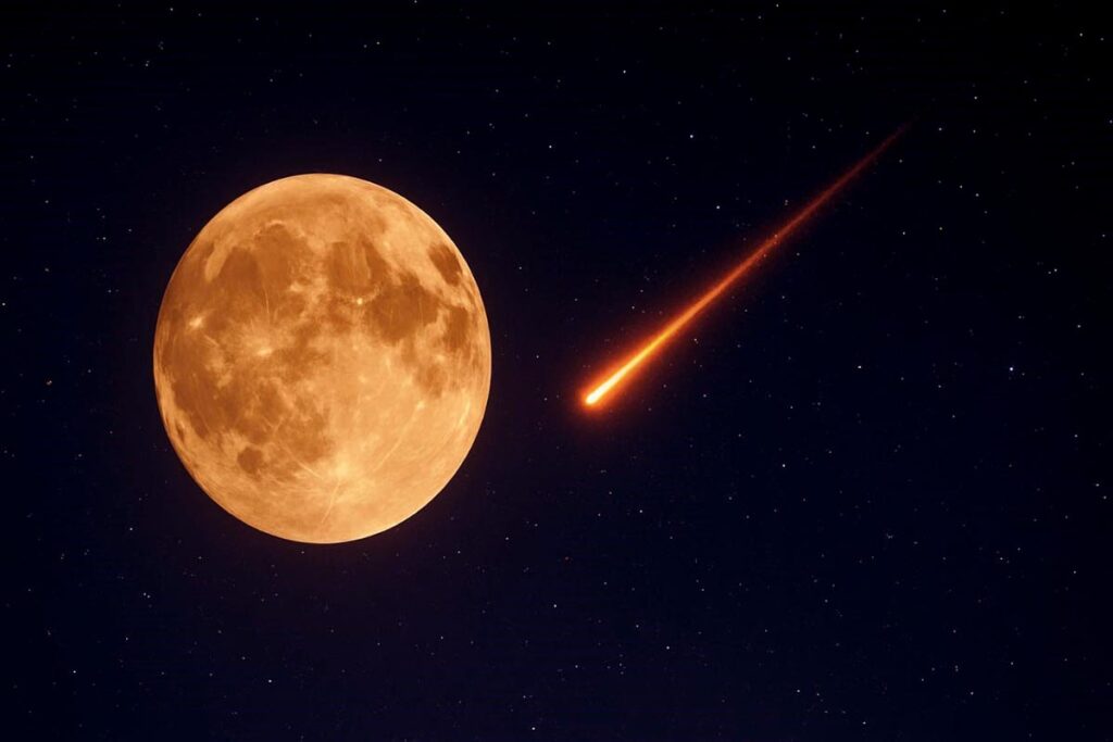 نومبر کا سپر مون اور آگ کے گولے آسمان پر روشن ہوتے ہوئے