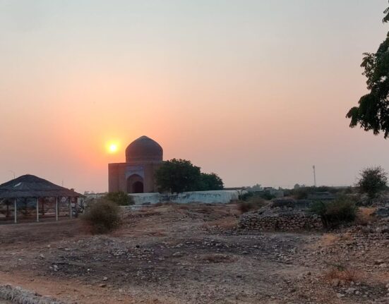Makli Necropolis in Thatta Sindh showing historic tombs and Islamic architecture, a UNESCO World Heritage Site in Pakistan