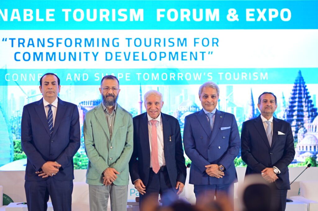 Delegates and speakers at the Sustainable Tourism Forum and Expo 2026 in Karachi discussing community development and sustainable tourism