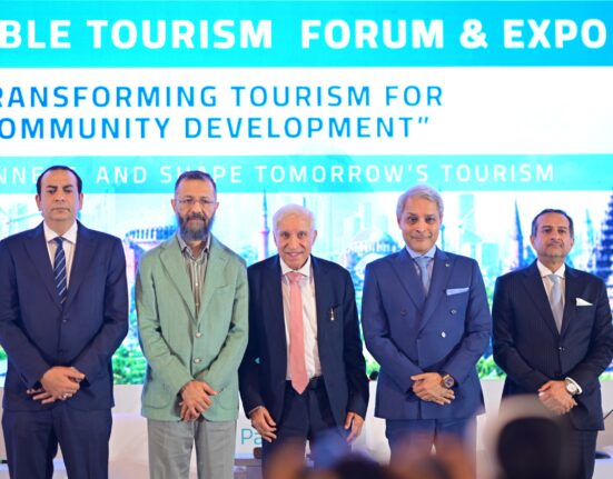 Delegates and speakers at the Sustainable Tourism Forum and Expo 2026 in Karachi discussing community development and sustainable tourism