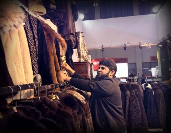 Pakistani traders showcasing leather jackets, handmade furniture and gemstones at Spring Festival Fair in Kunming, Yunnan China