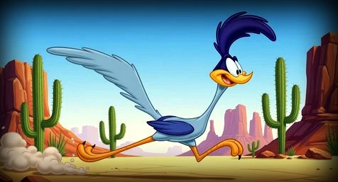 Roadrunner bird running fast in desert habitat hunting a snake, wildlife of North America